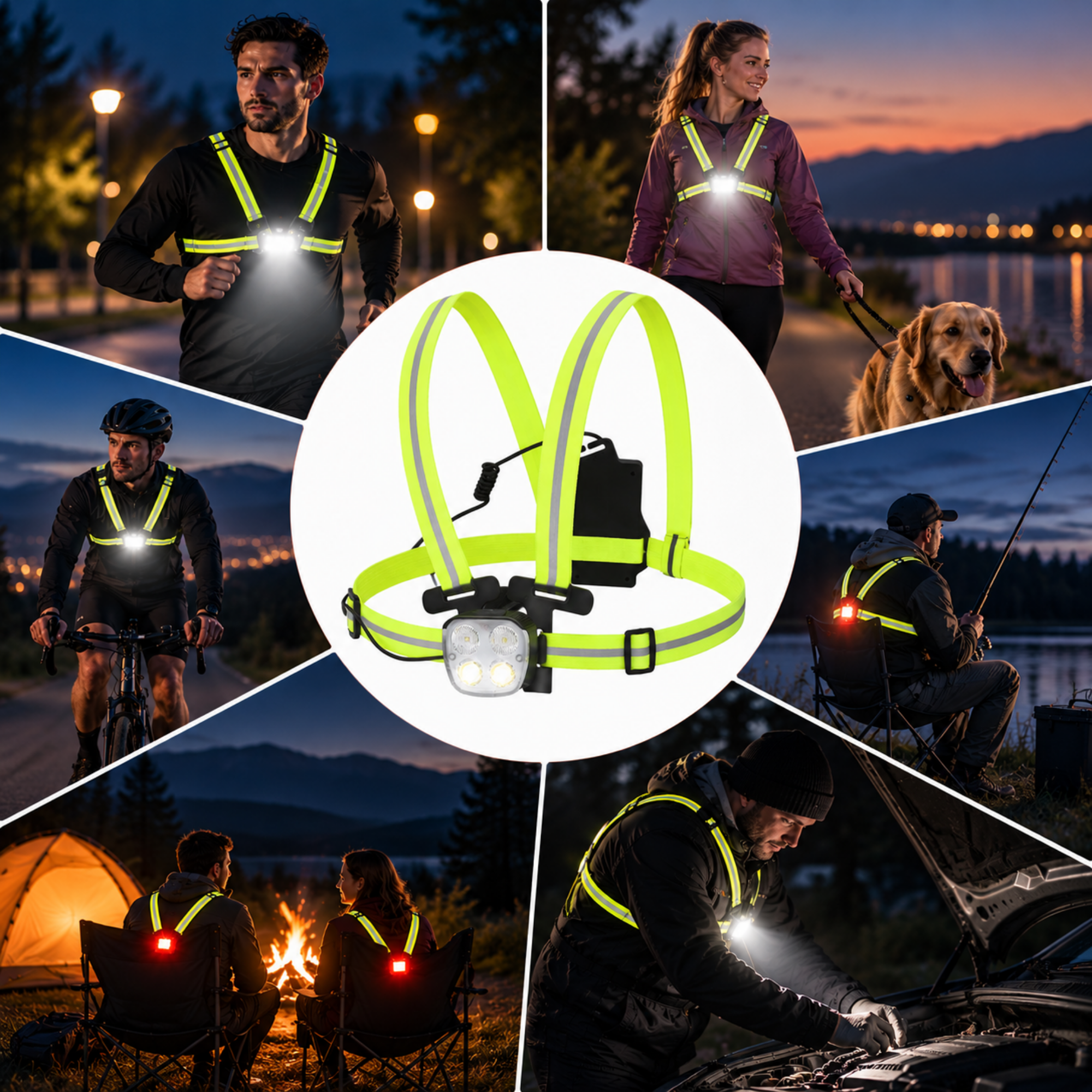 Hardloopvest met verlichting voor hardlopen, wandelen, fietsen en outdoor